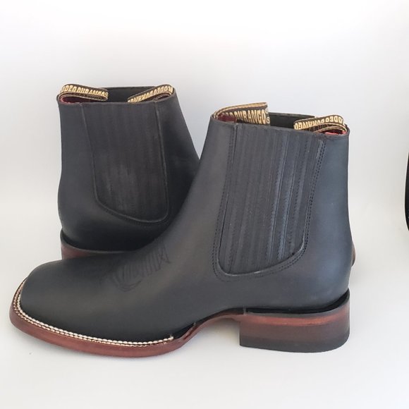 NEW MEN\'S BOTIN COWBOY RODEO SLIP ON ANKLE-SQUARE BOOTS ALL LEATHER - #34 main image 6